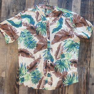 Men's Leaf Pattern Casual Hawaiian Golf  Shirt